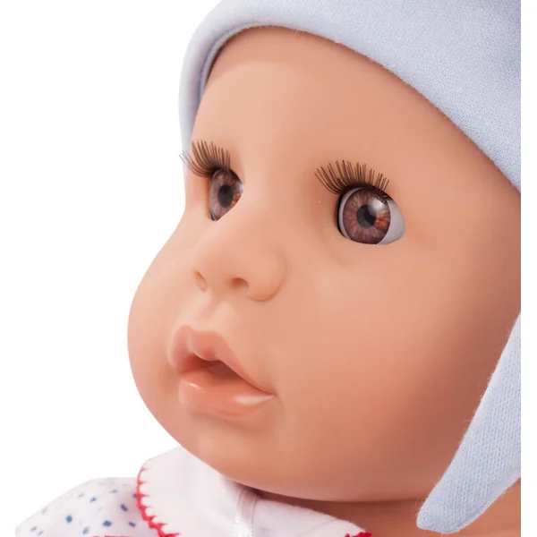 Götz bébé Cookie en pyjama à pois avec ours en peluche et couverture 48cm