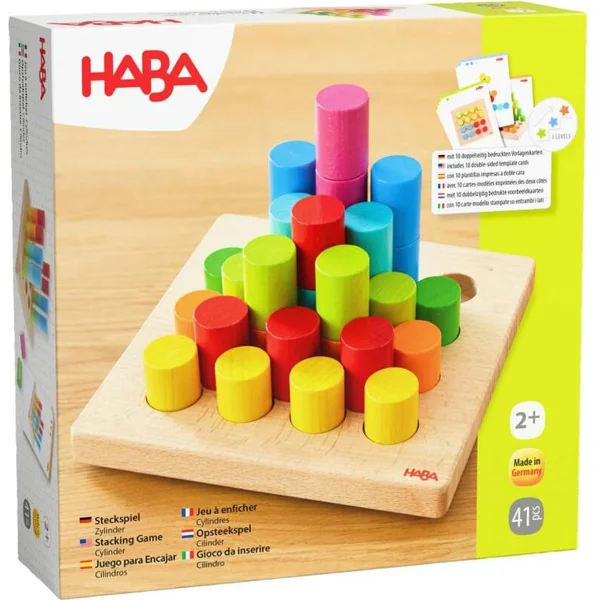 Haba Jouet en bois à encastrer avec modèles Cylindres colorés