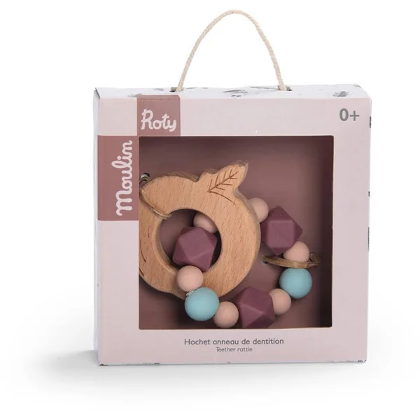 HOCHET ANNEAU DE DENTITION BOIS ET SILICONE POMME APRES LA P