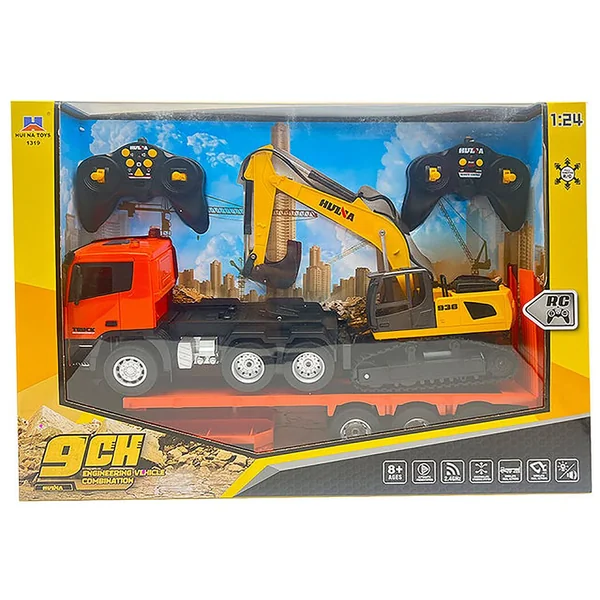 Huina Camion Remorque RC 9CH et Pelleteuse 6CH 2.4GHz RTR 1/24 - CY1319