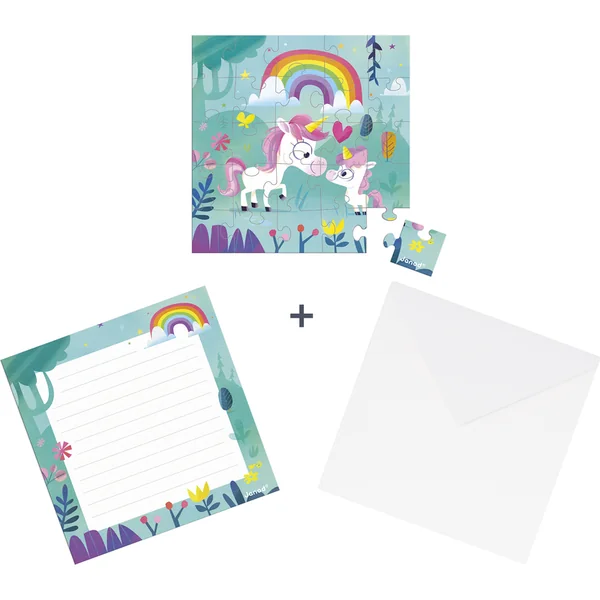 Janod Carte d'anniversaire avec puzzle Maman et bébé Licorne