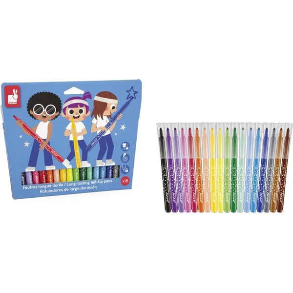 Janod Colorino Feutres pour enfants 18 couleurs