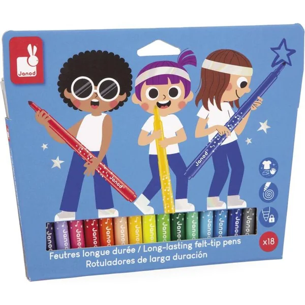 Janod Colorino Feutres pour enfants 18 couleurs