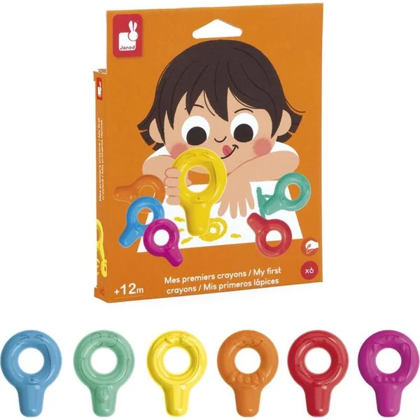 Janod Colorino Premiers crayons de cire 6 couleurs