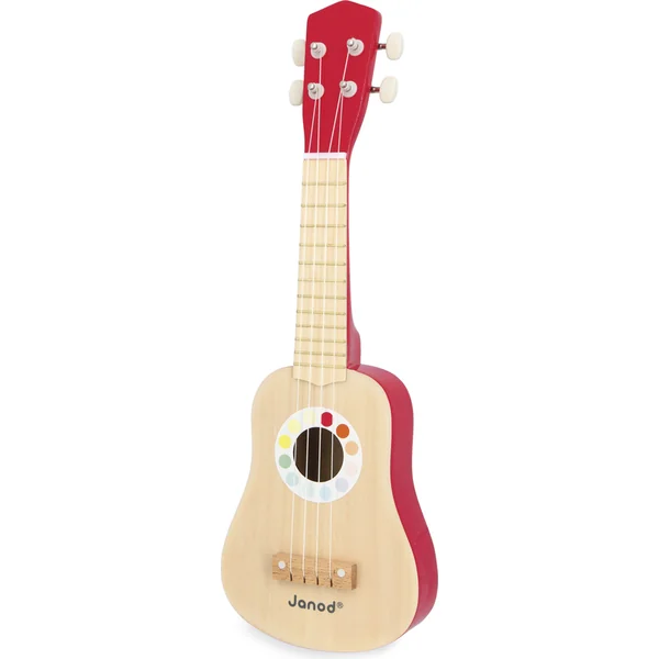 Janod Ukulélé en bois Confetti avec son réel 4 cordes