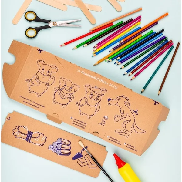 Kendamil Premium 2 HMO+ (3× 800 g), emballage féerique avec théâtre Les trois petits cochons