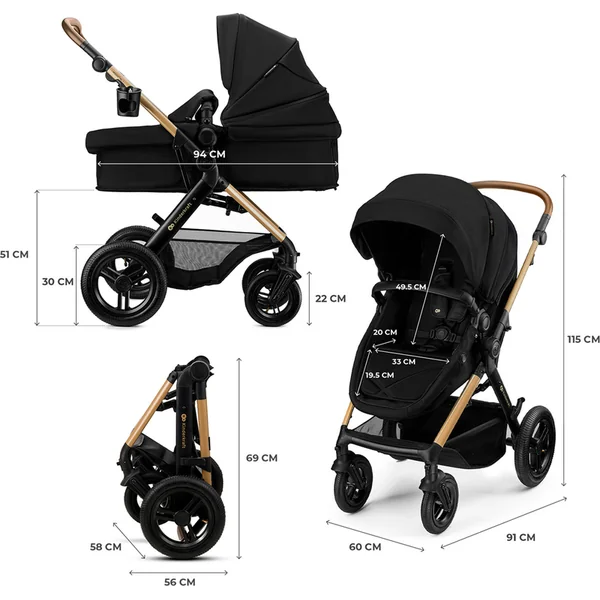 KINDERKRAFT Poussette combinée 3 en 1 Moov 2 XL Air Black