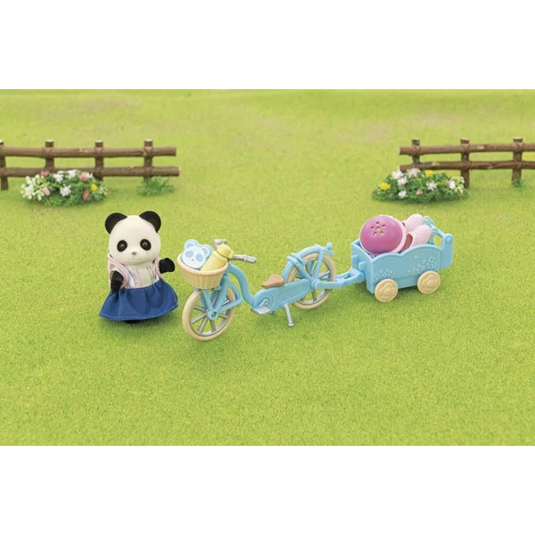 LA FILLE PANDA ET SON VELO AVEC SA REMORQUE - SYLVANIAN VEHICULES