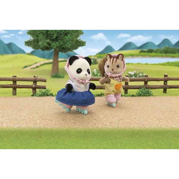 LA FILLE PANDA ET SON VELO AVEC SA REMORQUE - SYLVANIAN VEHICULES