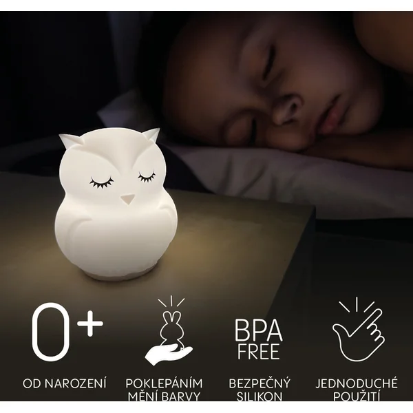 Lampe LED de nuit en silicone taille M, Hibou