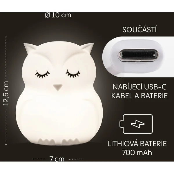 Lampe LED de nuit en silicone taille M, Hibou