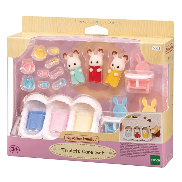 LES TRIPLES LAPIN CHOCOLAT ET ACCESSOIRES PUERICULTURE - SYLVANIAN TOUT POUR LES BEBES