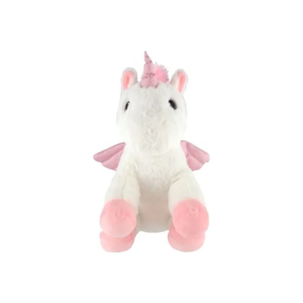 Licorne rêveuse avec ailes en peluche 38cm à piles avec lumière et son