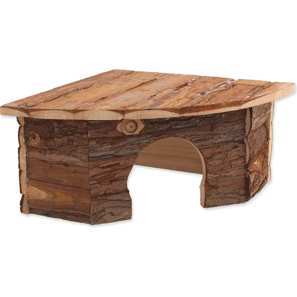 Maisonette Small Animals en bois d'angle avec écorce 30x30x16cm