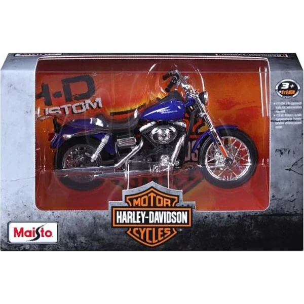 Maisto - HD - Moto - 2006 Dyna Street Bob, bleu métal, série 44, blister box, 1:18