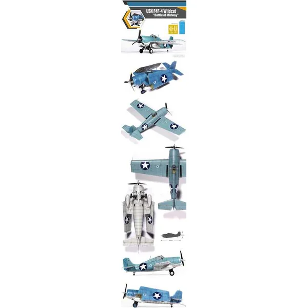Maquette Avion 12355 - USN F4F-4 Wildcat "Bataille de Midway" (1:48)