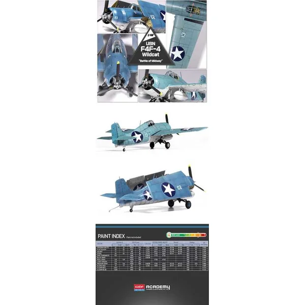 Maquette Avion 12355 - USN F4F-4 Wildcat "Bataille de Midway" (1:48)