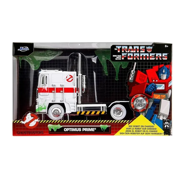 Miniature 1:24 Optimus Prime TRANSFORMERS X ECTO-1 Graphics bi-color SOS Fantômes - Jada Toys