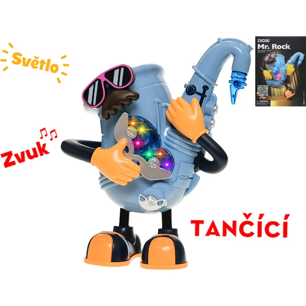 Mr. Rock saxophone 22cm à piles dansant avec lumière et son