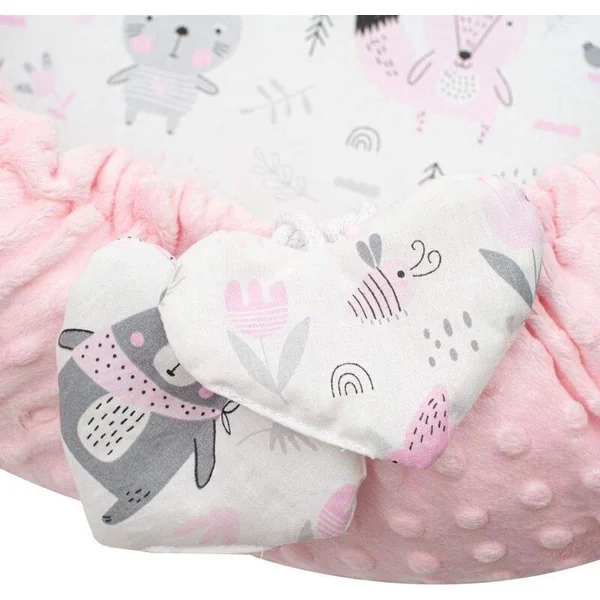 Nid douillet de luxe avec coussin et couverture New Baby en Minky rose