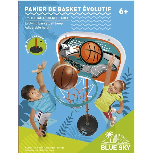 PANIER DE BASKET EVOLUTIF - BALLON ET POMPE INCLUS - ORANGE - 160 CM