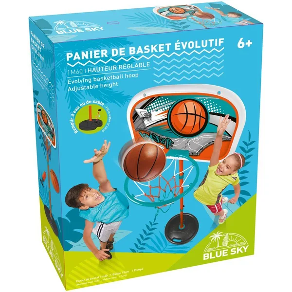 PANIER DE BASKET EVOLUTIF - BALLON ET POMPE INCLUS - ORANGE - 160 CM