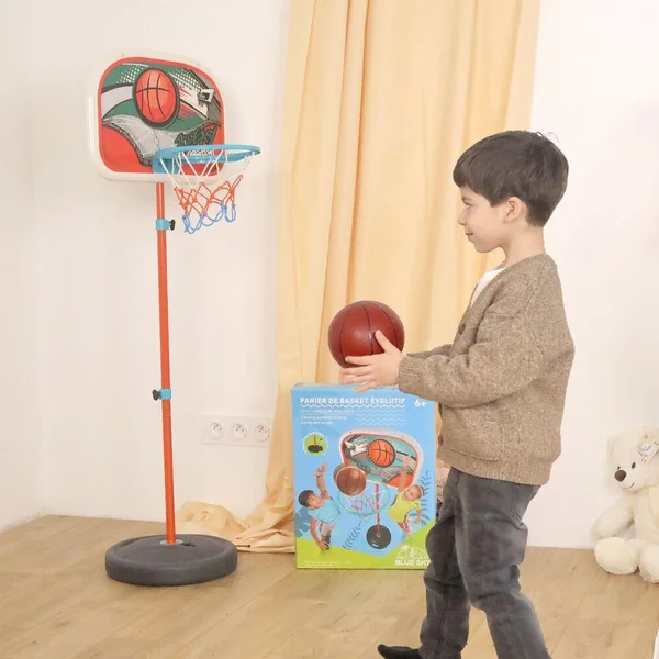 PANIER DE BASKET EVOLUTIF - BALLON ET POMPE INCLUS - ORANGE - 160 CM