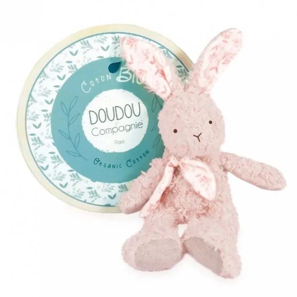 Pantin lapin rose 25 cm : DOUDOU BOTANIC BIO - Doudou et Compagnie
