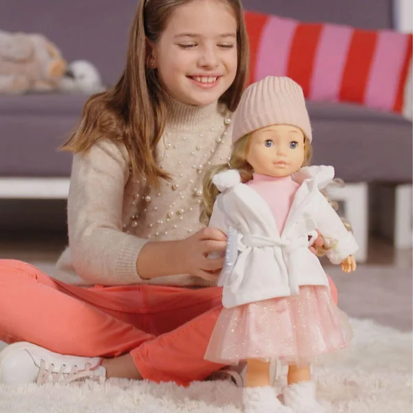 POUPEE BAMBOLINA EN MANTEAU BLANC 46CM - AVEC SES ACCESSOIRES POUR CHEVEUX, PARLE ET CHANTE