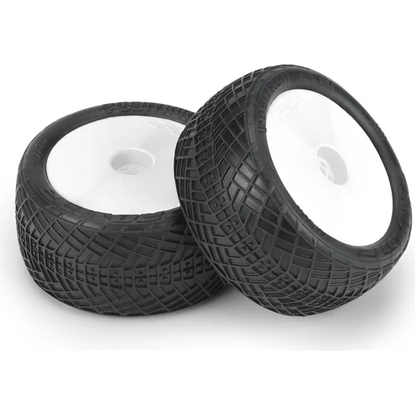 Pro-Line roue 2.2", pneu Positron MC Buggy arrière, jante Velocity H12 blanche (2)