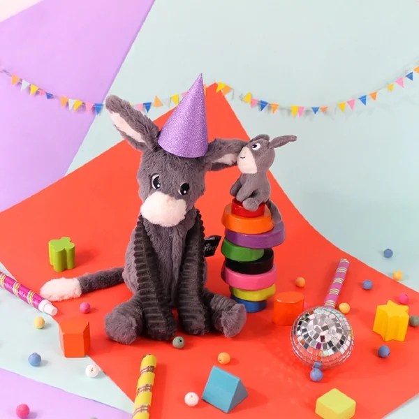 PTIPOTOS ne en peluche Poitou gris - maman avec bébé