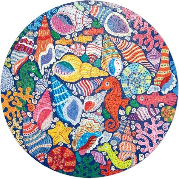 Puzzle rond 500 pcs Seahorses, Shells & Coral - Eeboo
