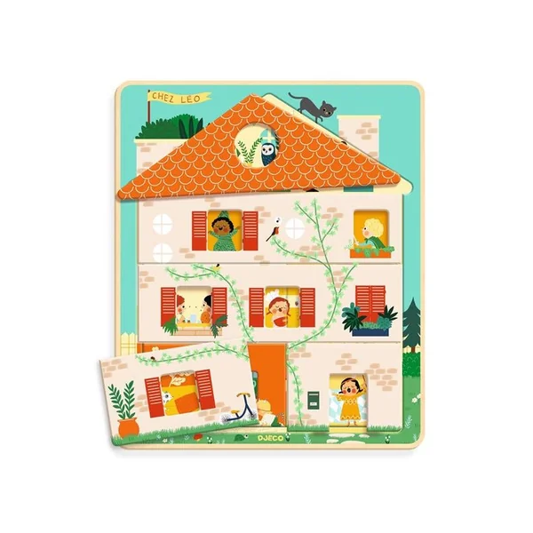 Puzzle à étages 12 pcs Chez Leo - Djeco