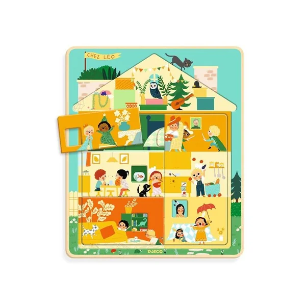 Puzzle à étages 12 pcs Chez Leo - Djeco