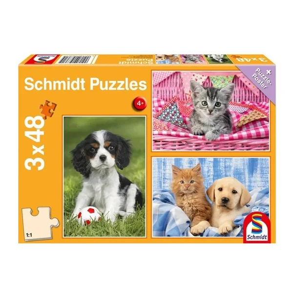 Puzzles 3 x 48 pcs Mes chiots et chatons préférés - Puzzles Schmidt