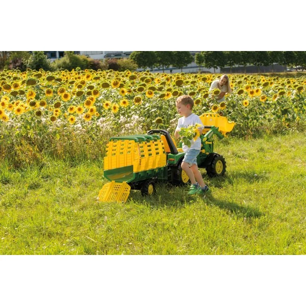 Rollytoys Remorque à foin pour tracteur 1 essieu Hay Wagon - vert et jaune