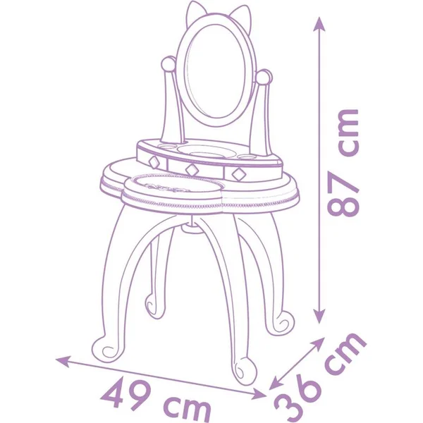 Smoby Maison de poupée de Gabby 2 en 1 Coiffeuse avec chaise