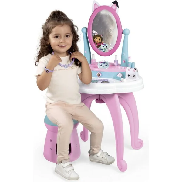 Smoby Maison de poupée de Gabby 2 en 1 Coiffeuse avec chaise