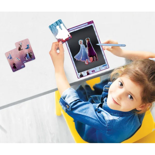 TABLETTE A DESSINS EDUCATIVE ENCRE ELECTRONIQUE MULTICOLORE 28CM AVEC POCHOIRS LA REINE DES NEIGES