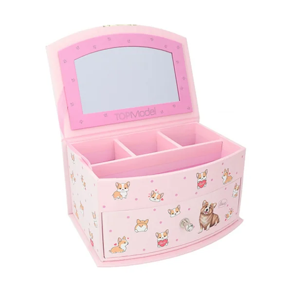 Top Model Coffret à Bijoux, Rose, Hayden et Lotti, avec miroir