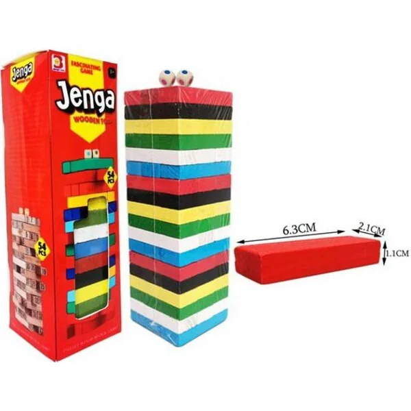 Tour en bois colorée 54 pièces 6,3x6,3x20 cm