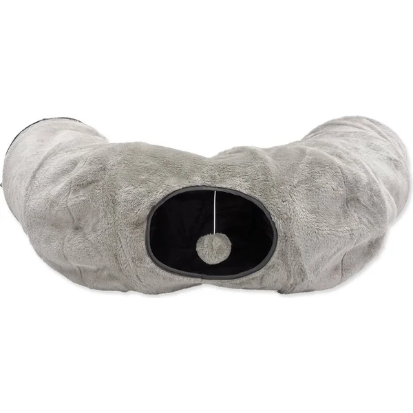 Tunnel Magic Cat peluche en forme de U avec coussin gris 95x26cm