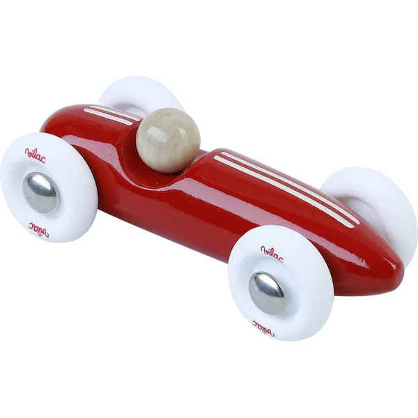 VOITURE DE COURSE VINTAGE GRAND PRIX EN BOIS - ROUGE - PETIT MODELE