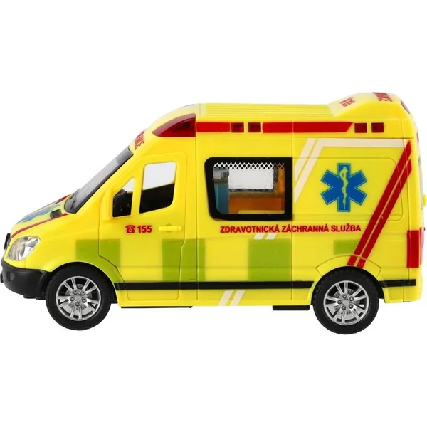 Voiture de secours, ambulance en plastique 14,5 cm à piles avec lumière, son à inertie