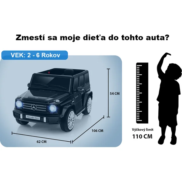 Voiture électrique Mercedes G63 12V, noire, Siège unique, Batterie au lithium